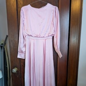 Elegant Pink Long Sleeve Dress